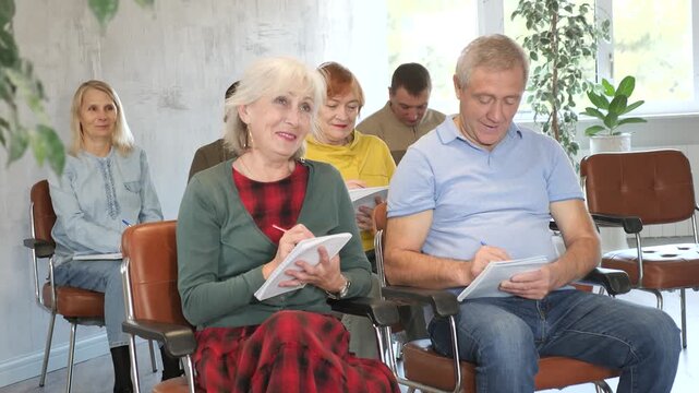 Elderly people study in the classroom on refresher courses