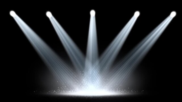 Spotlights Beams with Smoke and Dust Particles White Glowing Light for Stage Performance and Cinematic Theater Production Illumination Animation