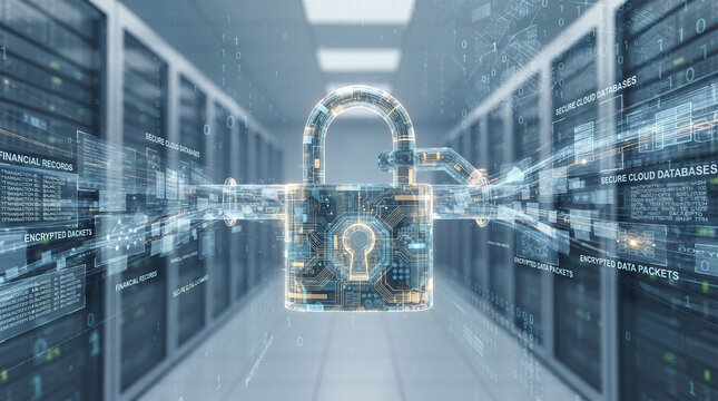 Digital padlock in a secure server room