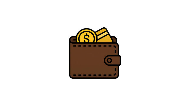 Wallet Icon - Brown Money Coin Cash Finance Vector