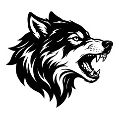 Fototapeta premium Black and white wolf head logo design