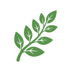 Fototapeta premium Minimalist vector illustration of a green leafy branch isolated on a white background.