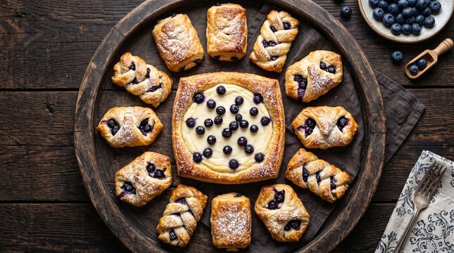 blueberry, danish, pastry, cream cheese,