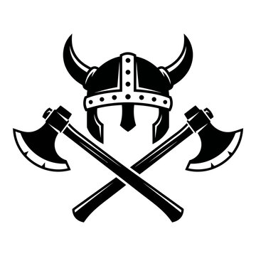 Viking helmet with crossed battle axes