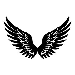 Fototapeta premium Black wing symbol icon wings spread wide open strong freedom