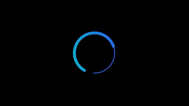 Circular Ring Loading Animation in Blue and Cyan with Transparent Background