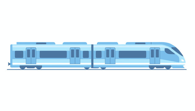 Modern high-speed passenger train vector illustration featuring two light blue carriages on a white background.