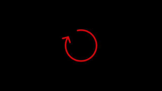 Abstract glowing red circle arrow icon animation on white background. 4k circle arrow icon animation video.