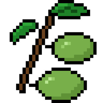 Pixel Art Green Olive Icon Illustration