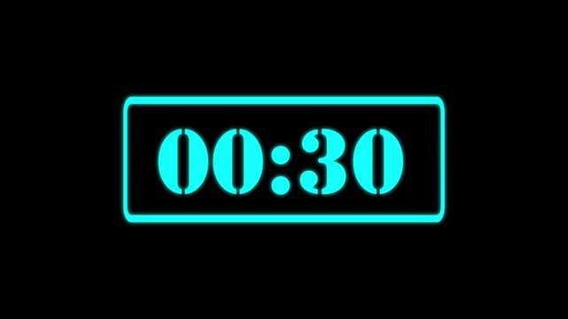 1 Minute Countdown Timer from 60 Seconds to Zero seconds on a transparent background, One minute countdown timer with alpha channel.
