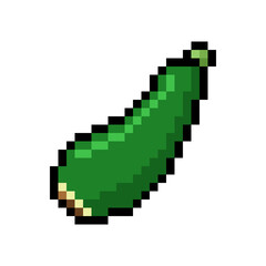 Obraz premium Pixel Art Green Zucchini Icon Illustration