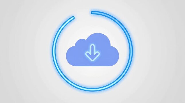 Blue cloud icon with loading circle animation