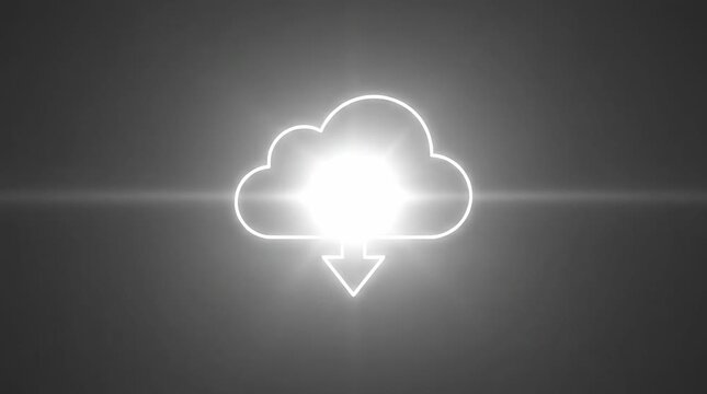 Glowing cloud icon with upload and download arrows