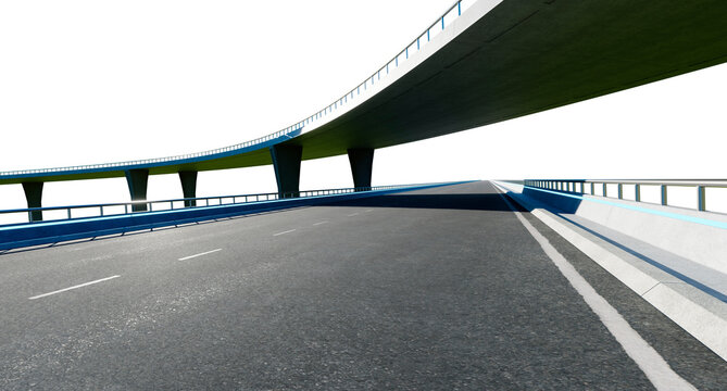 3d rendering modern highway bridge overpass with transparent background