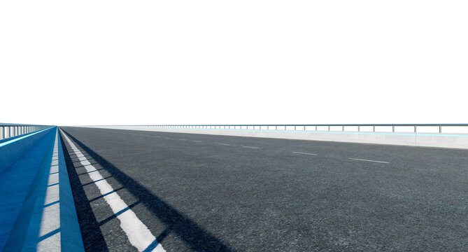 3d rendering empty asphalt highway road bridge with transparent background