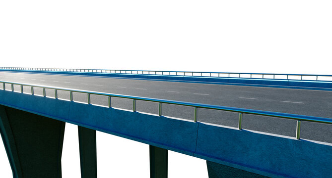 3d rendering elevated highway bridge structure with transparent background