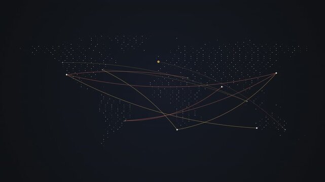 White World Map With Coral Logistics Arcs Seamless Loop