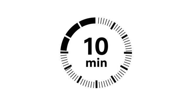 Minimalist 10 minute timer clock countdown graphic element isolated on a clean transparent background for professional time management projects