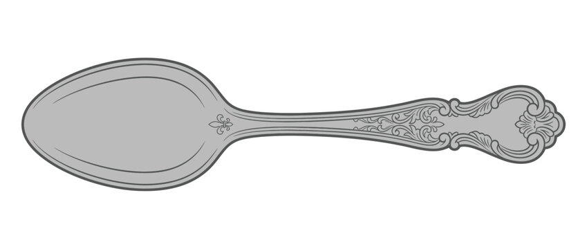 Ornate Silver Spoon Isolated Transparent Background