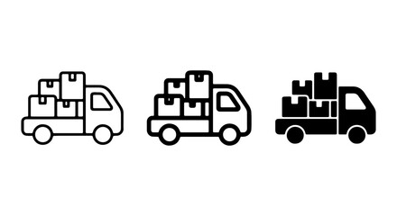 Obraz premium Delivery Truck Icons, Shipping Van Vector Graphics, Logistics Transport Symbols, Cargo Vehicle Set
