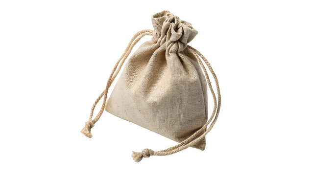 Small blank canvas burlap fabric drawstring pouch bag organic packing mockup