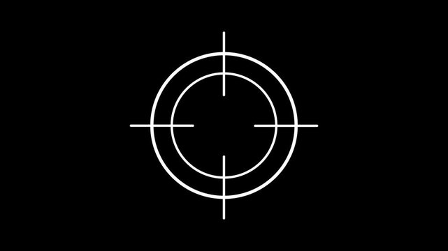 Scanning moving target shape with alpha channel, Target, Aim, Goal icons.Business target concept. Military training, Military target icon animation on black background. 4k motion video.
