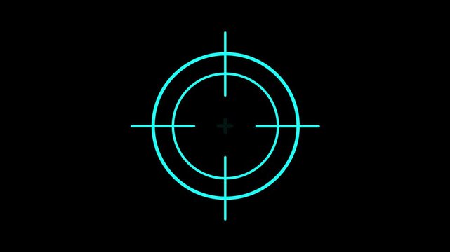 Scanning moving target shape with alpha channel, Target, Aim, Goal icons.Business target concept. Military training, Military target icon animation on black background. 4k motion video.