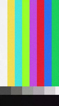 Vintage television test pattern with colorful vertical bars and gray scale, evoking nostalgia and retro broadcasting