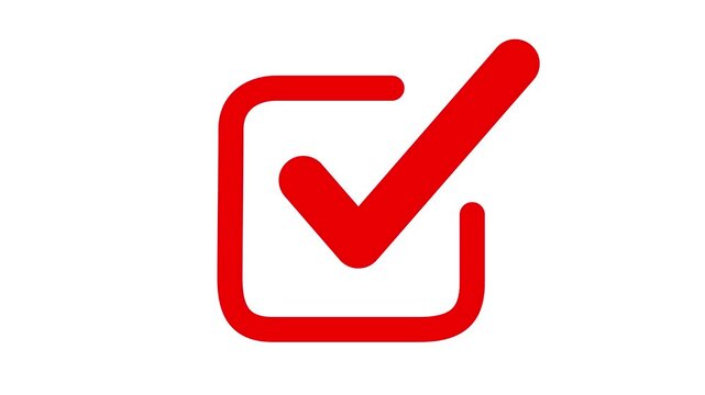 red check mark, isolated tick symbols, checklist signs, and an approval badge. Flat and modern checkmark design 4k motion video. ,