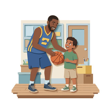 Player mentoring youth in after-school program for community service, basketball education, and urban sports outreach