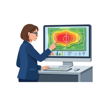 Sports data scientist analyzing heat map for performance analytics and coaching strategy websites