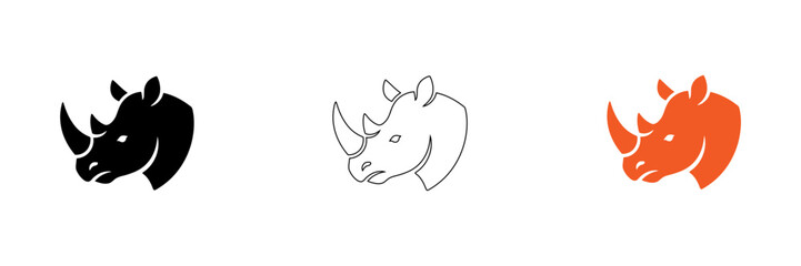 Three rhino icons in different colors © Md