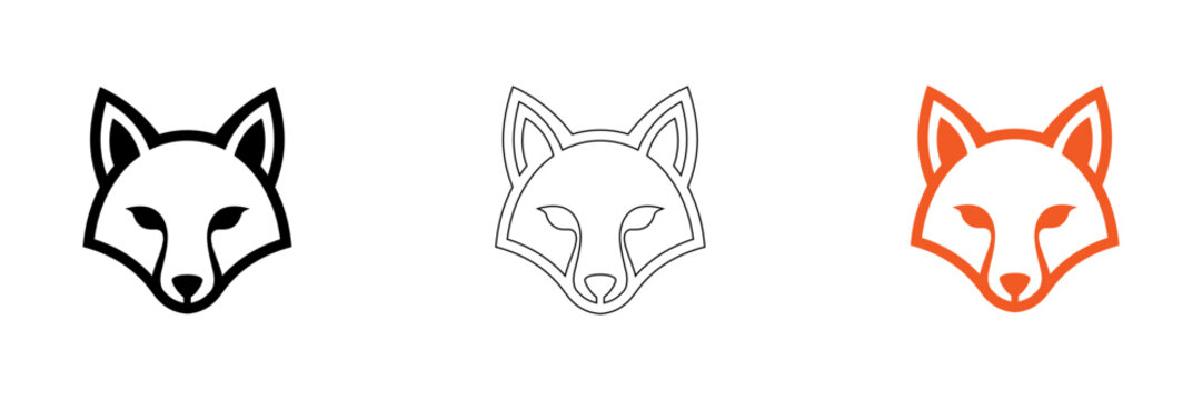 Minimalist fox head icon in three styles