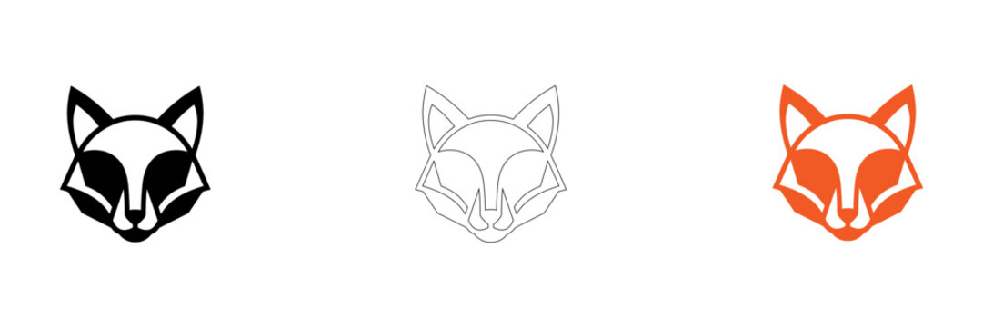 Minimal fox head icons in different styles