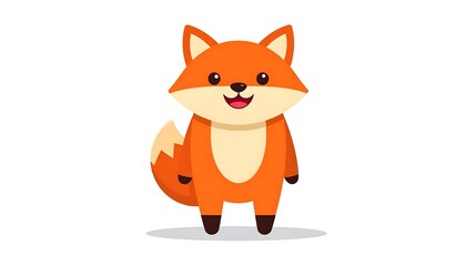 Fototapeta premium Cute cartoon fox character standing upright.