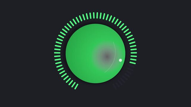 Green Circular Rotary Dial UI Level Animation Motion Graphics Loop