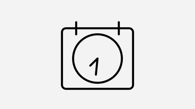 Minimalist Calendar and Clock Icon Animation Loop for Time Management and Scheduling