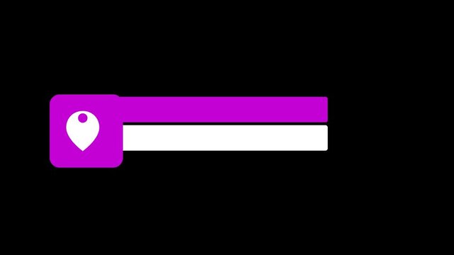 Minimal Purple Location Lower Third UI Animation on Black Background