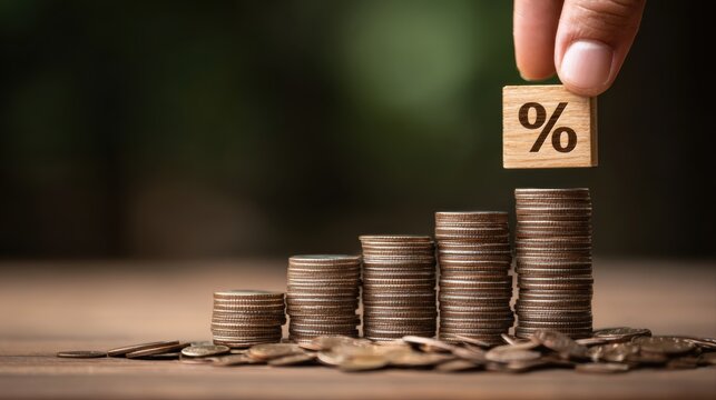 Interest rate and dividend concept, personal investment , return on stocks and mutual funds, long term investment for retirement.