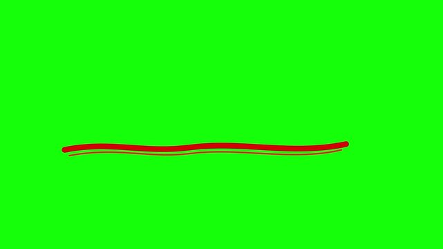 Hand Drawn Red Underline Sweep Animation Green Screen Doodle Highlight Stroke Motion Graphic Overlay.