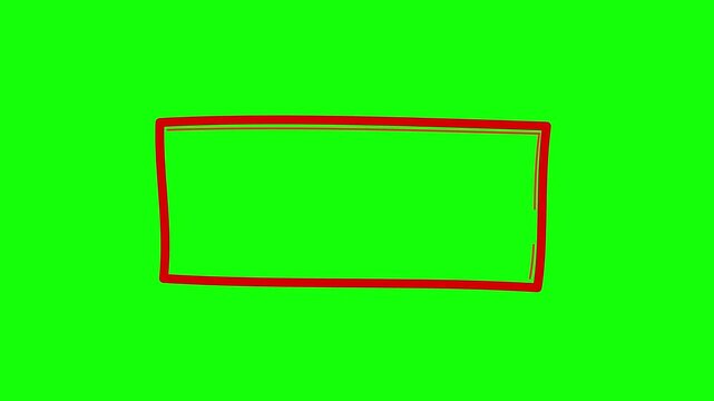 Rough Hand Drawn Red Rectangle Highlight Animation Green Screen Doodle Frame Overlay Motion Graphic.