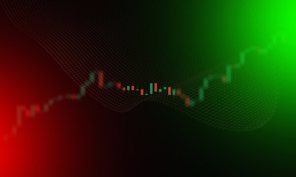 Abstract digital graph with red and green gradient background, representing financial market trends and data analysis.