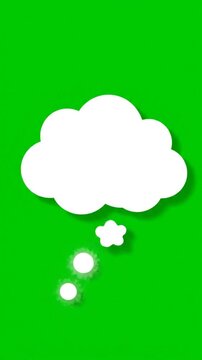 White thinking bubble appearing on green background for overlay effect