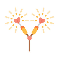 Stylized heart darts with light rays on black background
