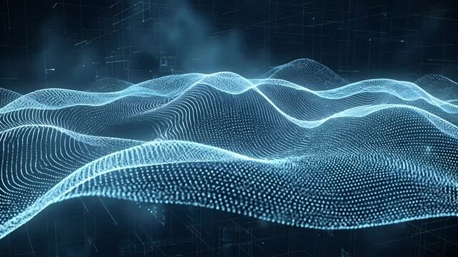 Dynamic digital waveforms illustrating complex data flows and technological beats