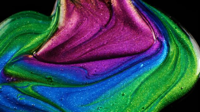 Iridescent soap film membrane with shifting rainbow colors and fluid liquid patterns