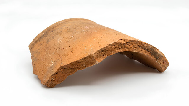Terracotta roof tile fragment displays rough earthy texture against a white background.
