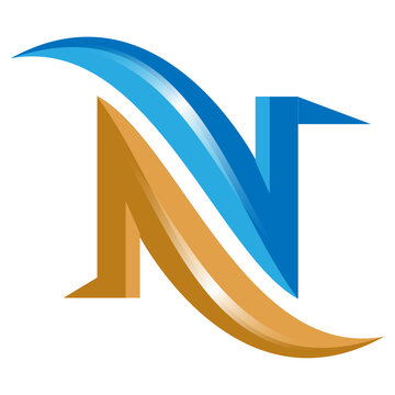 Letter n logo design and 3d style