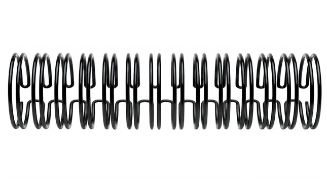 Black metal wire spiral binding coil isolated on white background
