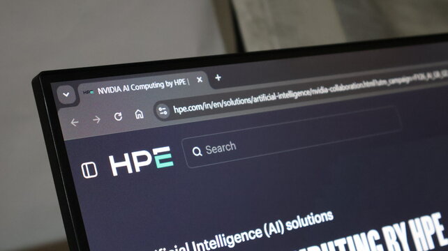 Hpe logo on a web browser interface for artificial intelligence and enterprise computing services.